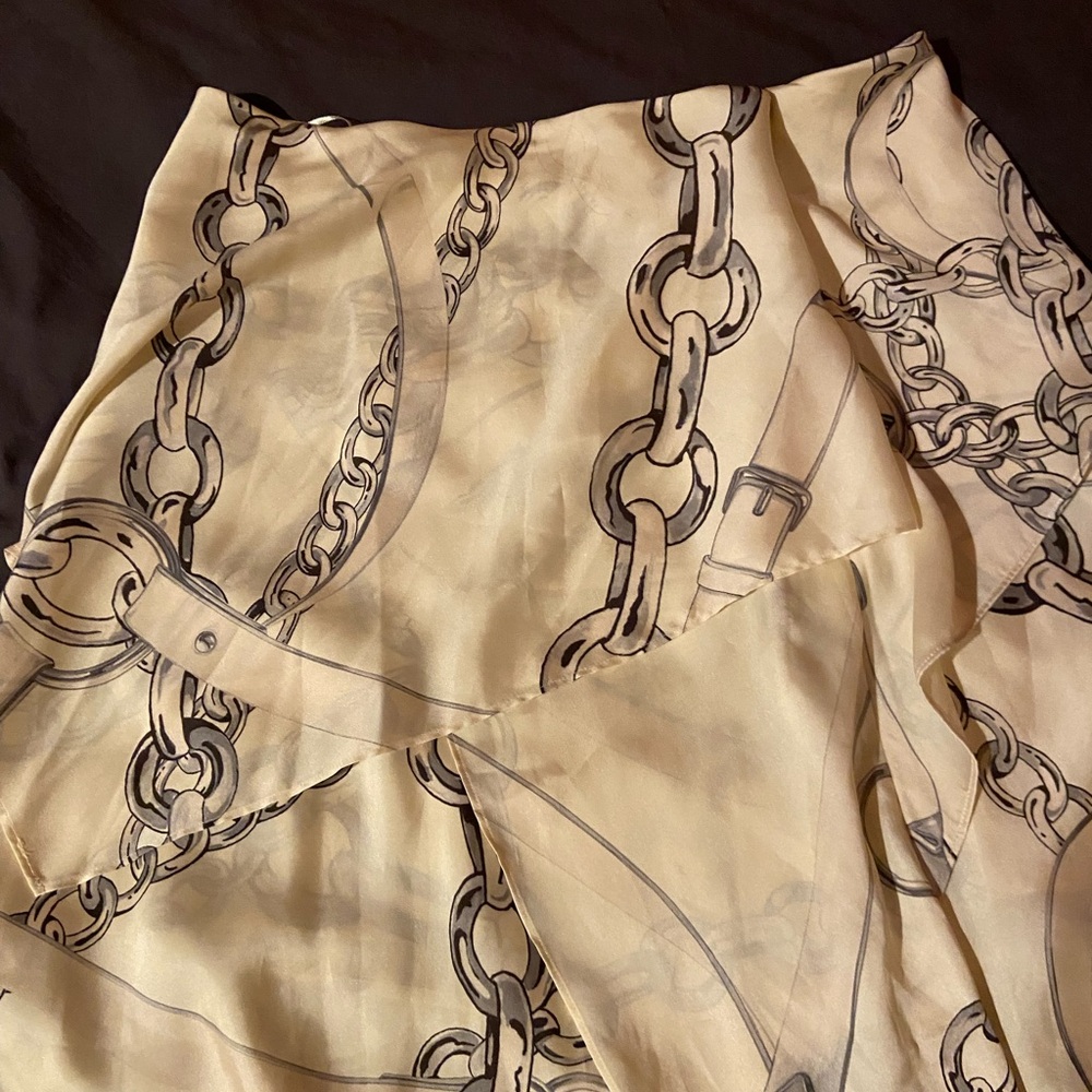 COS Cream Asymmetrical Skirt with Chain Print